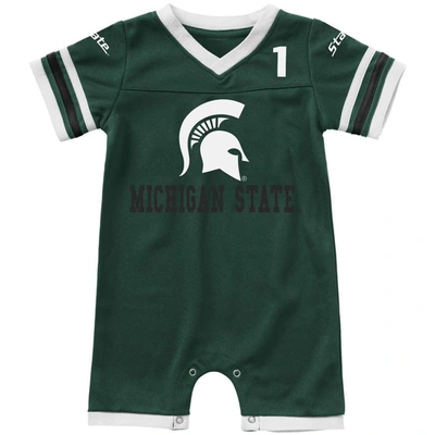 Shop Colosseum Newborn & Infant  Green Michigan State Spartans Bumpo Football Logo Romper In Hunter Green