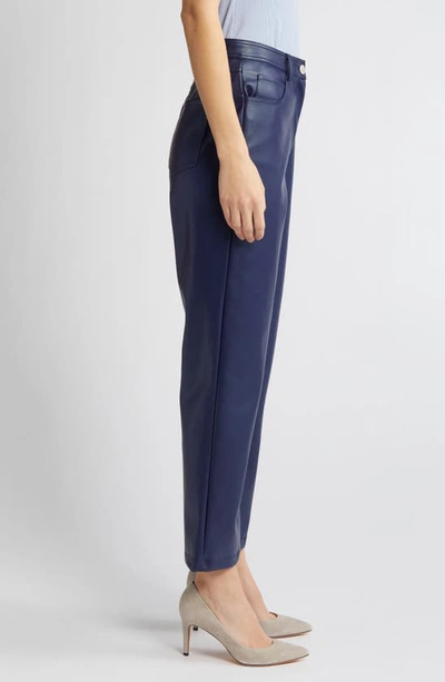 Shop Halogen 5-pocket Faux Leather Pants In Classic Navy