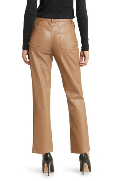 Shop Halogen 5-pocket Faux Leather Pants In Deep Taupe