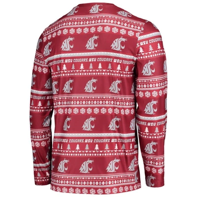 Shop Concepts Sport Crimson Washington State Cougars Ugly Sweater Long Sleeve T-shirt And Pants Sleep Set