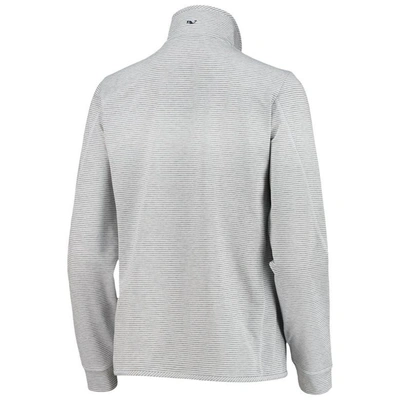 Shop Vineyard Vines White/heather Gray Clemson Tigers Striped Shep Shirt Half-zip Pullover Top