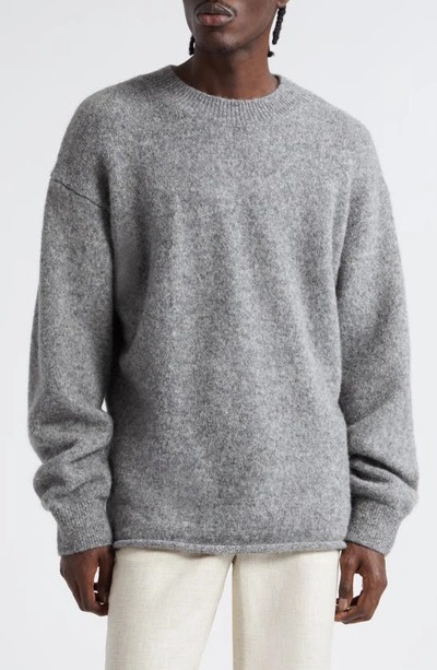 Jacquemus Jacquard Logo Alpaca Sweater In Grey
