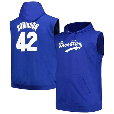 Shop Fanatics Branded Jackie Robinson Royal Brooklyn Dodgers Name & Number Muscle Tank Hoodie