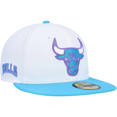 Shop New Era White Chicago Bulls Vice Blue Side Patch 59fifty Fitted Hat