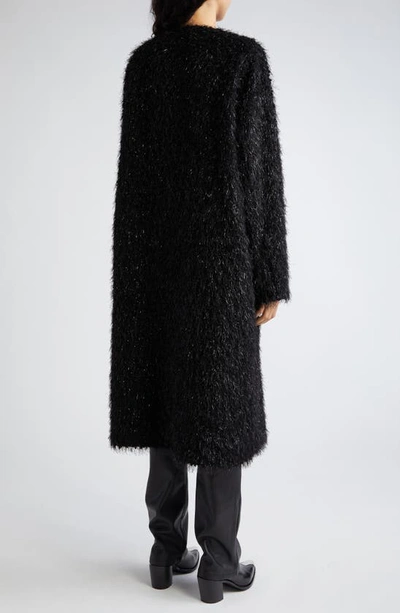 Shop Stine Goya Alec Metallic Sweater Coat In Fluffy Black