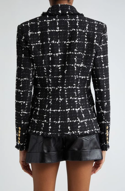 Shop Balmain Check Tweed Six-button Jacket In Black Multi