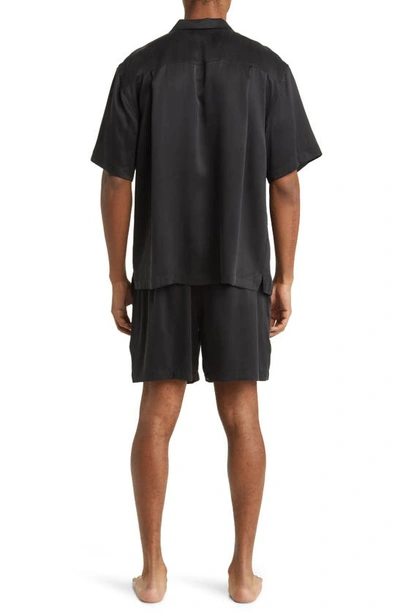 Lunya Washable Silk Button-up Short Pajamas In Immersed Black