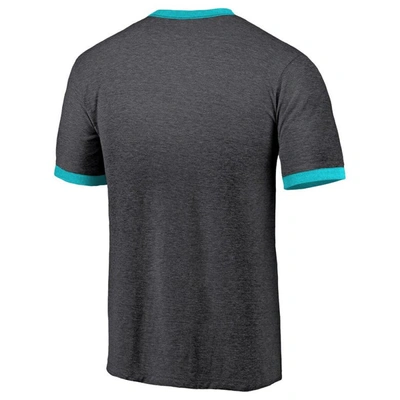 Shop Majestic Threads Heathered Black San Jose Sharks Ringer Contrast Tri-blend T-shirt In Heather Black