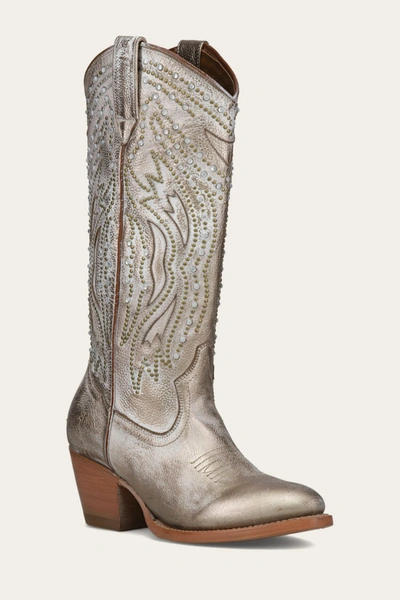 Shop The Frye Company Frye Shelby Studded Tall Boots In Light Gold