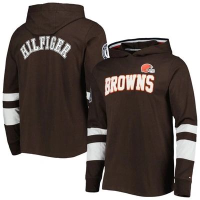 Shop Tommy Hilfiger Brown/white Cleveland Browns Alex Long Sleeve Hoodie T-shirt