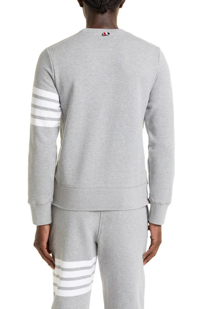 Shop Thom Browne Stripe Sleeve Sweatshirt In Light Grey