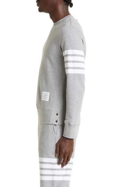 Shop Thom Browne Stripe Sleeve Sweatshirt In Light Grey