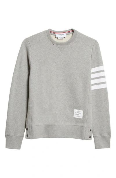 Shop Thom Browne Stripe Sleeve Sweatshirt In Light Grey