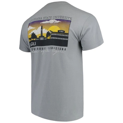 Shop Image One Gray Lsu Tigers Comfort Colors Campus Scenery T-shirt