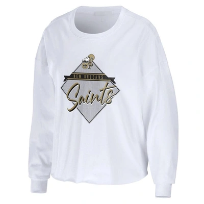 Shop Wear By Erin Andrews White New Orleans Saints Domestic Cropped Long Sleeve T-shirt