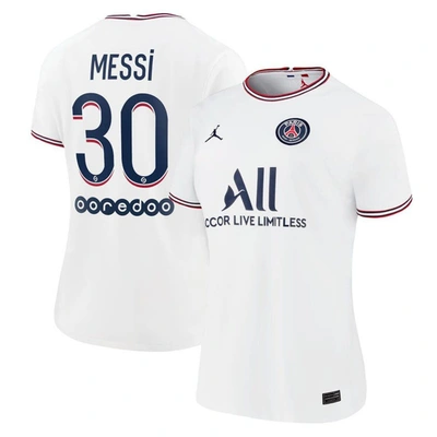 Shop Jordan Brand Lionel Messi White Paris Saint-germain 2021/22 Fourth Replica Jersey