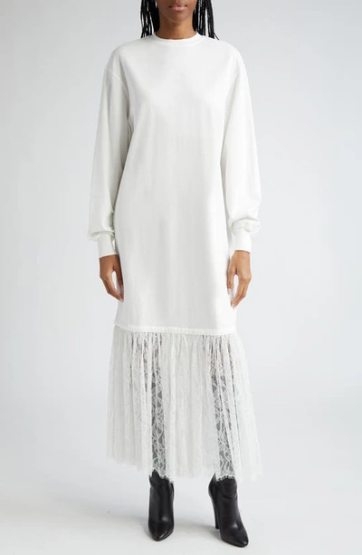 Shop Interior The Bobby Long Sleeve Lace Drop Waist T-shirt Dress In White