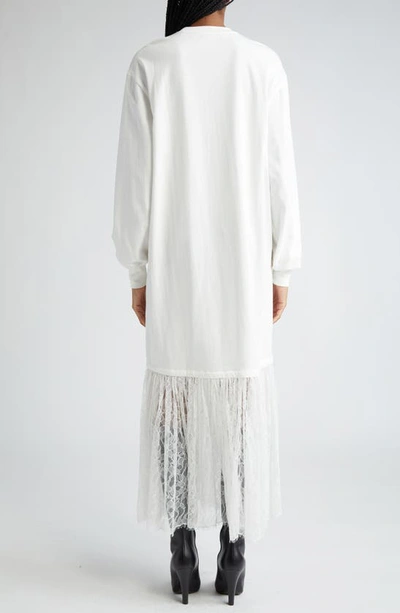 Shop Interior The Bobby Long Sleeve Lace Drop Waist T-shirt Dress In White