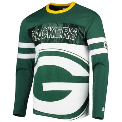 Shop Starter Green/white Green Bay Packers Halftime Long Sleeve T-shirt