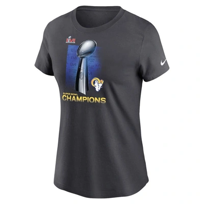 Shop Nike Anthracite Los Angeles Rams Super Bowl Lvi Champions Lombardi Trophy T-shirt