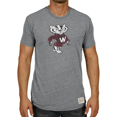 Shop Retro Brand Original  Heathered Gray Wisconsin Badgers Vintage Logo Tri-blend T-shirt In Heather Gray