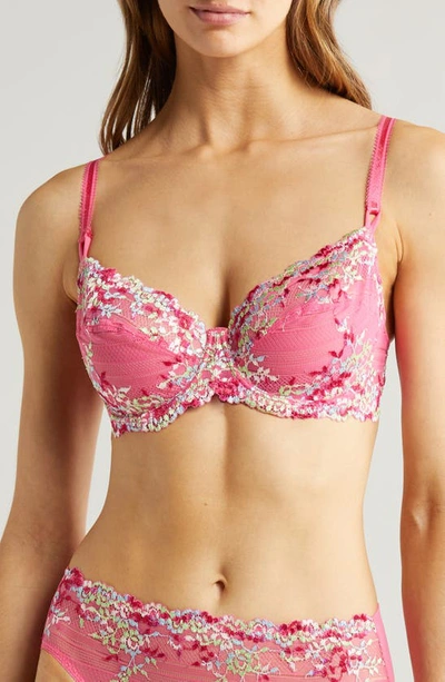 Shop Wacoal Embrace Lace Underwire Bra In Hot Pink/ Multi