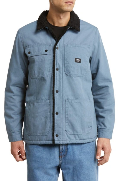 Shop Vans Faux Shearling Lined Drill Chore Coat In Blue Mirage