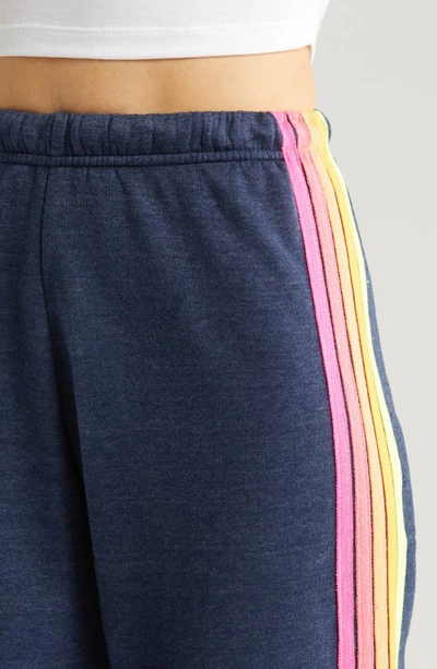 Shop Aviator Nation Stripe Sweatpants In Heather Navy Neon