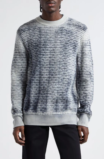 Shop Givenchy 4g Jacquard Overdye Wool Crewneck Sweater In Black/ White