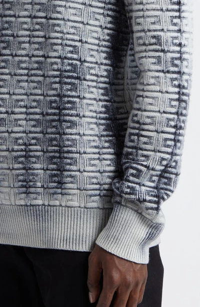 Shop Givenchy 4g Jacquard Overdye Wool Crewneck Sweater In Black/ White