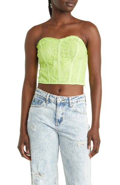 Shop Something New Natalie Lace Corset Top In Acid Lime