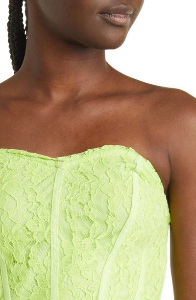 Shop Something New Natalie Lace Corset Top In Acid Lime