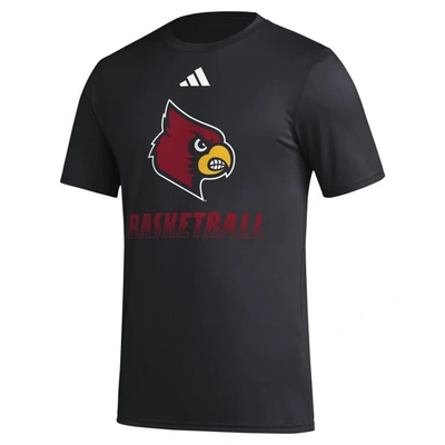 Shop Adidas Originals Adidas  Black Louisville Cardinals Fadeaway Basketball Pregame Aeroready T-shirt