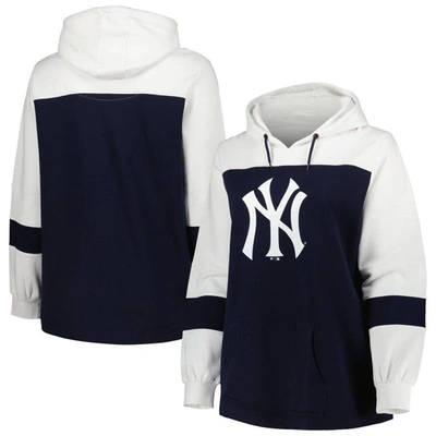 Shop Profile Navy New York Yankees Plus Size Colorblock Pullover Hoodie