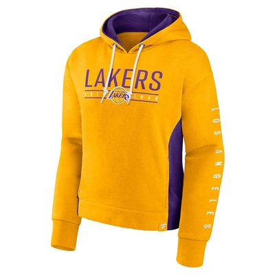Shop Fanatics Branded Gold Los Angeles Lakers Iconic Halftime Colorblock Pullover Hoodie