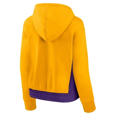 Shop Fanatics Branded Gold Los Angeles Lakers Iconic Halftime Colorblock Pullover Hoodie