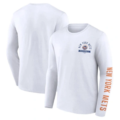 Shop Fanatics Branded White New York Mets Pressbox Long Sleeve T-shirt