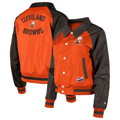 Shop New Era Orange Cleveland Browns Coaches Raglan Full-snap Jacket