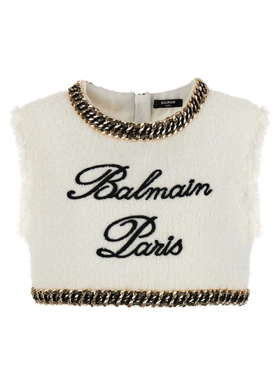 Shop Balmain ' Signature' Top In White/black