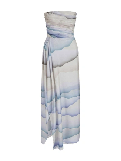 Shop Giorgio Armani Abstract-pattern Silk Dress In Blue