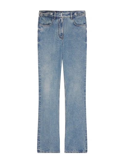 Shop Givenchy Boot Cut Denim Trousers With Chains In Blue