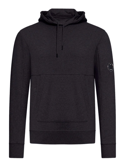 Shop C.p. Company Diagonal Raised Hooded Sweatshirt In Black