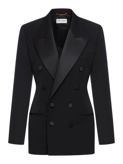 Shop Saint Laurent Double-breasted Jacket In Black
