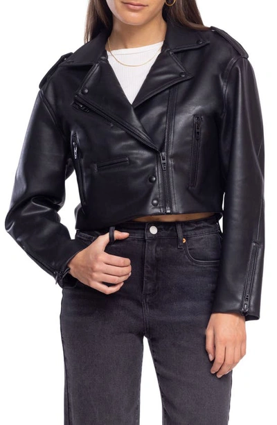 Shop Blanknyc Faux Leather Crop Moto Jacket In High Flyer