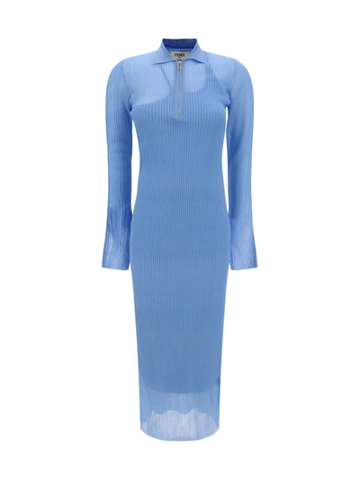 Shop Fendi Dress In Azzurro