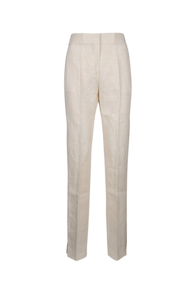 Shop Jacquemus Side Split Straigh-leg Pants In Bianco
