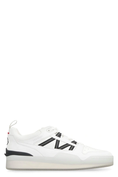 Shop Moncler Pivot Leather Low-top Sneakers In Bianco
