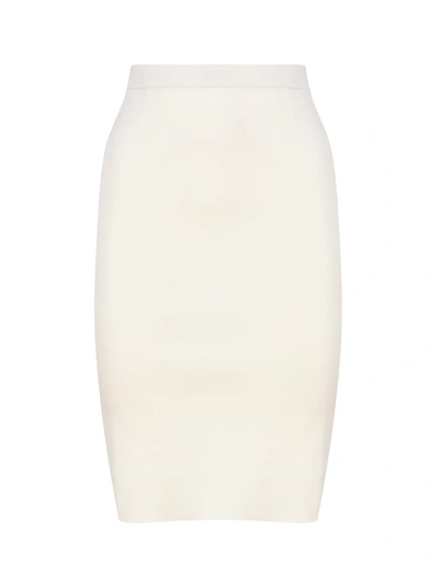 Shop Saint Laurent Knitted Pencil Skirt In Bianco