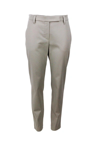 Shop Brunello Cucinelli Cropped Stretched Trousers In Beige