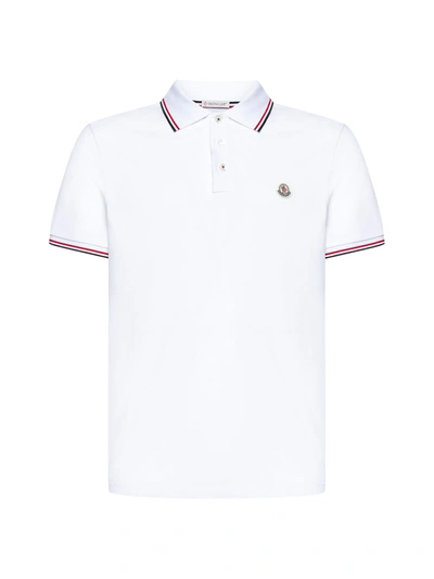 Shop Moncler Polo Shirt In Bianco